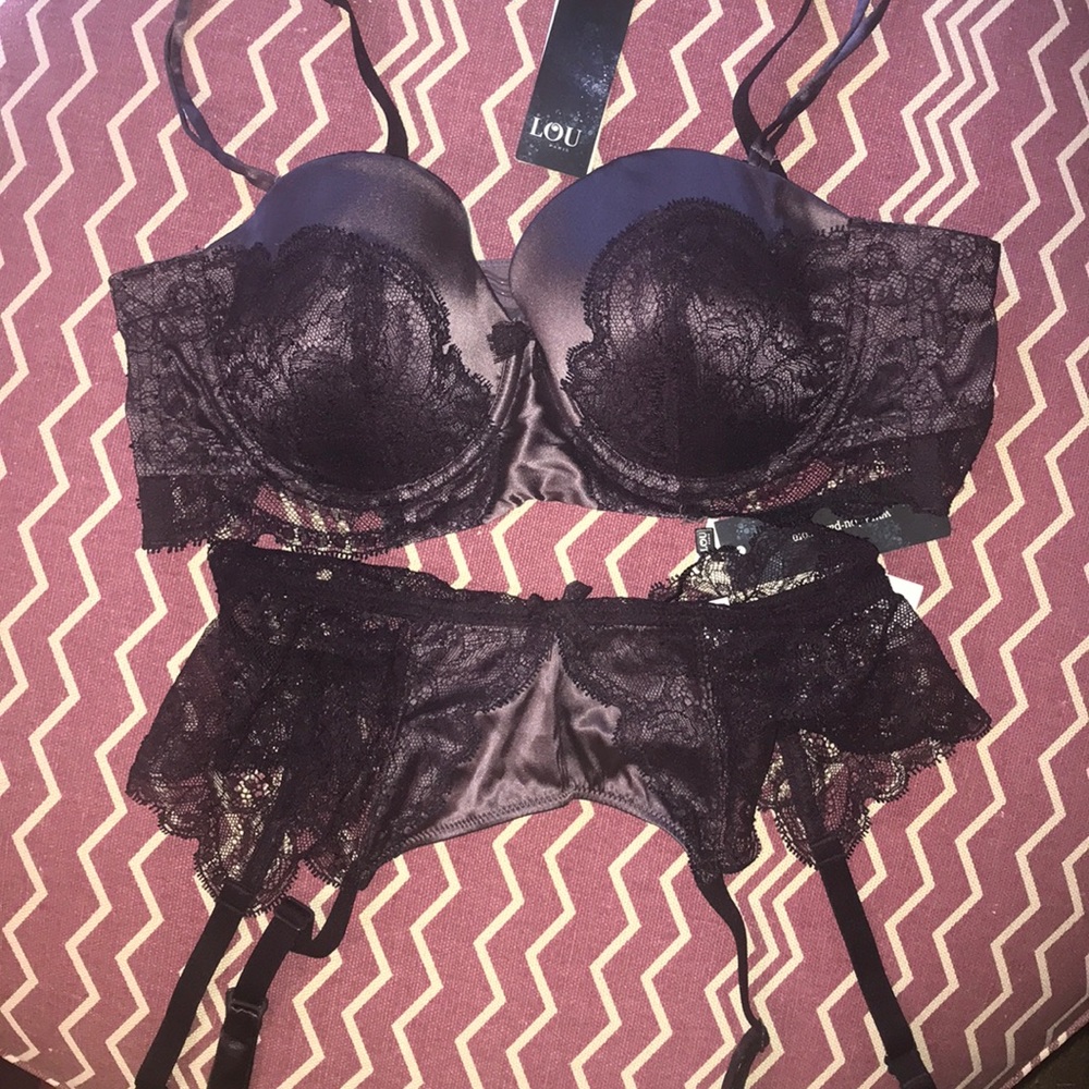 Luxury Lou Paris bra and garter belt set